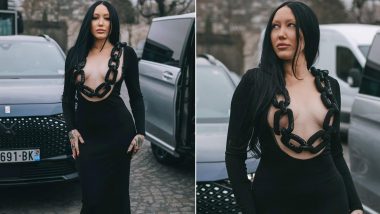 Noah Cyrus Frees Her Nipples in a Chain Themed Black Dress at Paris Fashion Week (View Pics)