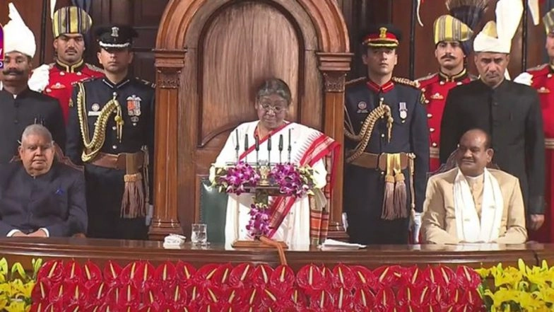Budget Session of Parliament 2023: President Droupadi Murmu Lays Out Vision for 'Amrit Kaal' to Build Developed India in 25 Years (Watch Video)