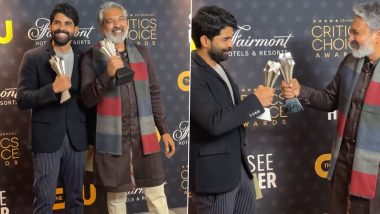 Critics Choice Awards 2023: RRR Wins Best Foreign Language Film, SS Rajamouli Poses for Shutterbugs With the Trophy (Watch Video)