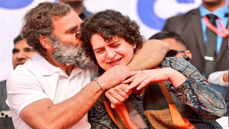 Rahul Gandhi Shares Joyful Moment With Sister Priyanka Gandhi Vadra During Bharat Jodo Yatra (See Pics and Video)