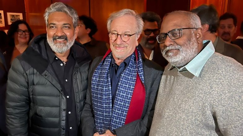 SS Rajamouli Meets Steven Spielberg, RRR Director Expresses Excitement Saying ‘I Just Met GOD!’