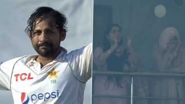 Sarfaraz Ahmed's Wife Breaks Down In Tears As the Pakistan Wicketkeeper-Batter Scores International Test Hundred After Eight Years (Watch Video)