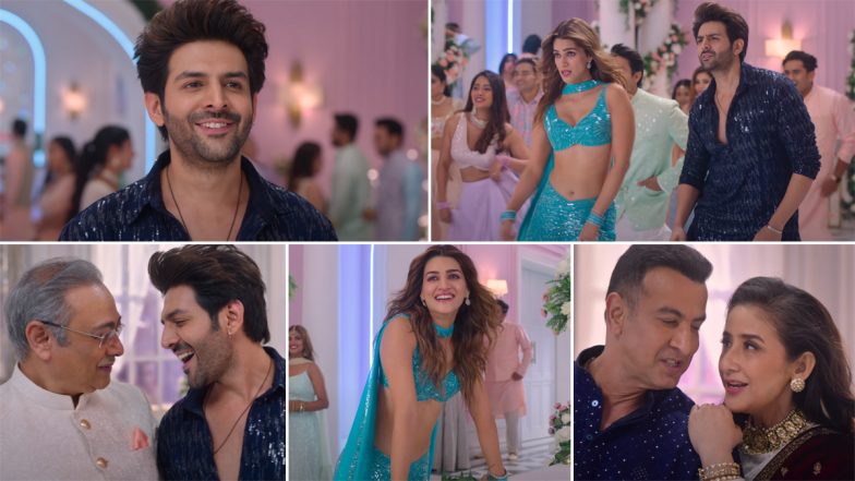 Shehzada Song Chedkhaniyan: Kartik Aaryan, Kriti Sanon’s Peppy Number Will Get You Grooving on the Dance Floor (Watch Video)