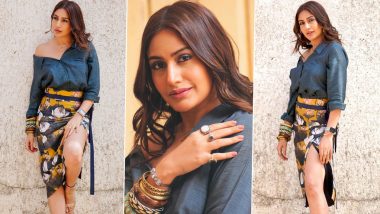 Surbhi Chandna Stuns in Printed Skirt With Thigh-High Slit Paired With Casual Shirt (View Pics)
