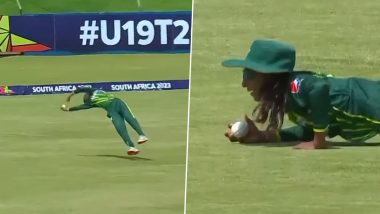 Syeda Aroob Shah, Pakistan U19 Women's Captain, Takes A Spectacular One-Handed Catch Against England U19 Women's in ICC U19 Women's T20 World Cup 2023 (Watch Video)