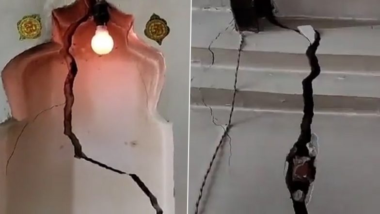 Joshimath-Like Land Subsidence Happening in Aligarh? Panic Grips Locals As Cracks Develop in Few Houses (Watch Video)