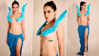 Uorfi Javed Turns Up the Heat in Semi-Nude Avatar, Covers Her B**bs With Blue Wings and Shows Off Her Sexy New Look (Watch Video)