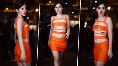 Uorfi Javed Flashes Side B**bs in Orange Cut-Out Outfit As She Sizzles to Shah Rukh Khan-Deepika Padukone's 'Besharam Rang' Song (Watch Video)