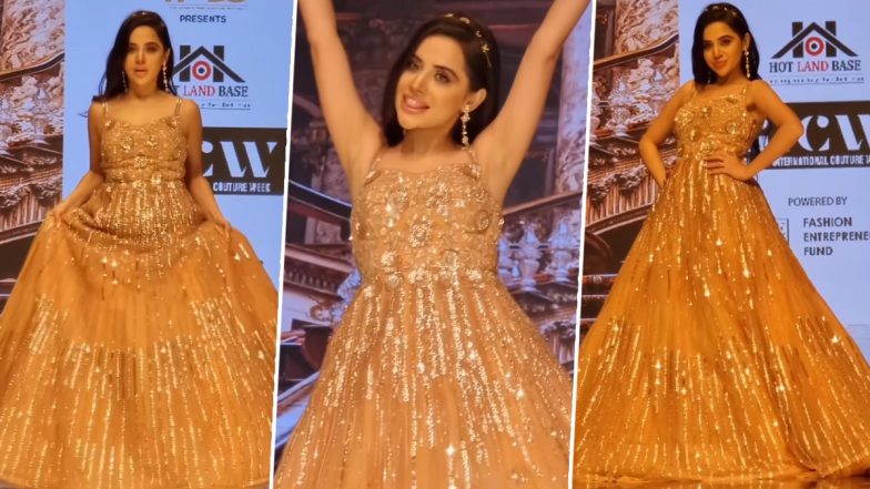 Uorfi Javed Looks Like a Princess As She Sashays Down the Runway in Shimmery Gown (Watch Video)