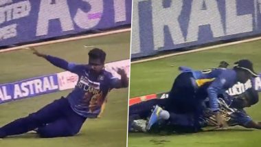 Sri Lankan Cricketers Jeffrey Vandersay and Ashen Bandara Suffer Horrible Collision While Fielding During IND vs SL 3rd ODI at Thiruvananthapuram (Watch Video)