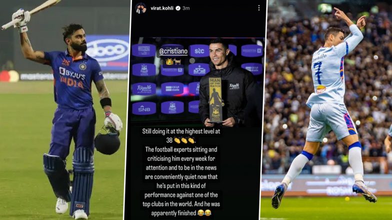 Virat Kohli Showers Praise on Cristiano Ronaldo After His Performance in PSG vs Riyadh All-Stars XI Friendly, Takes Dig at 'Experts' Who Criticise Al-Nassr Star