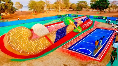 Men’s Hockey World Cup 2023: Sand Artist Sudarsan Pattnaik Makes World’s Longest Hockey Stick With 5000 Balls Ahead of Mega Tournament (See Pic and Video)