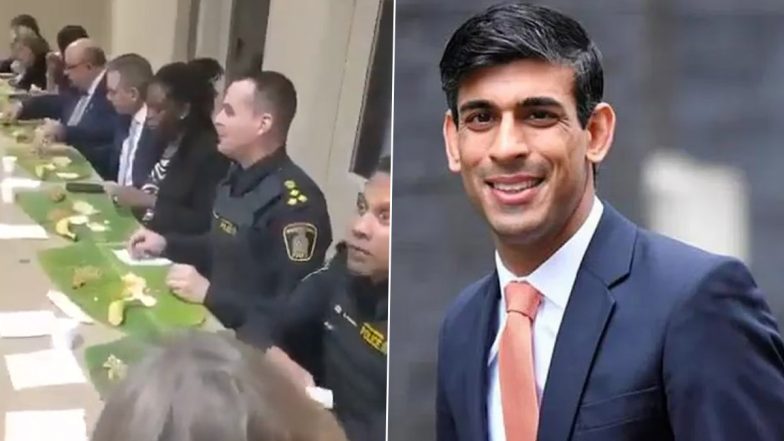 Rishi Sunak Hosted Lunch on Thai Pongal? Viral Video Showing Officials Relishing Traditional Food on Banana Leaves Not Related to UK PM's Office, Know the Real Story Here