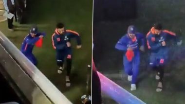 Virat Kohli Dances With Ishan Kishan After India’s Win Against Sri Lanka at Eden Gardens With Laser Show in the Background (Watch Video)