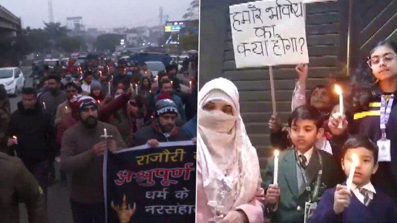 Rajouri Killings: Kashmiri Pandit Migrant Employees Take Out Candle March Against Terror Attack in Jammu and Kashmir (See Pics)