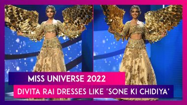 2022年环球小姐:来自印度的Divita Rai穿着“Sone Ki Chidiya”参加全国服装大赛