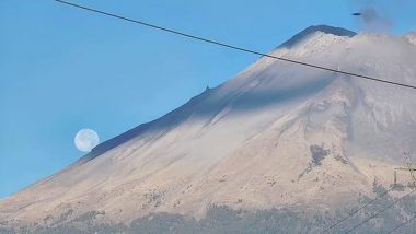 UFO Spotted Behind Erupting Volcano? Man Claims To Find Huge Mysterious Disc Hovering Beside Bubbling Lava in Viral Pic