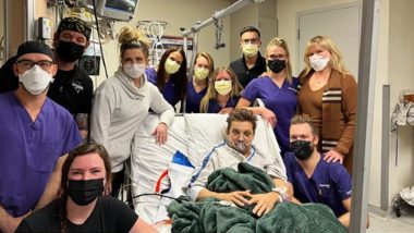 Injured Jeremy Renner Poses Alongside the ICU Medical Staff From Hospital (View Pic)