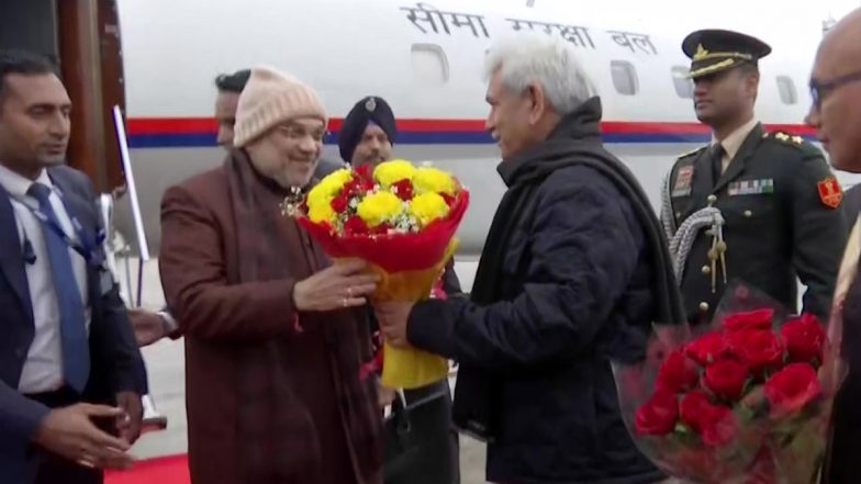 Jammu and Kashmir: Home Minister Amit Shah Arrives in Rajouri, To Meet Families of Those Killed in Terror Attack