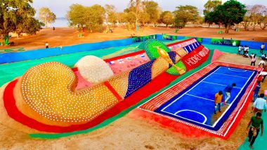 Sudarsan Pattnaik’s 105-Foot-Long Sculpture on Men's Hockey World Cup 2023 Recognised As ‘World’s Largest Sand Hockey Stick’ (See Pics)