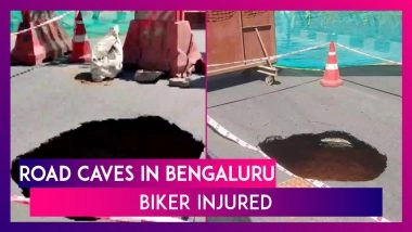 Bengaluru: Biker Injured After Road Caves In During Metro Construction Work