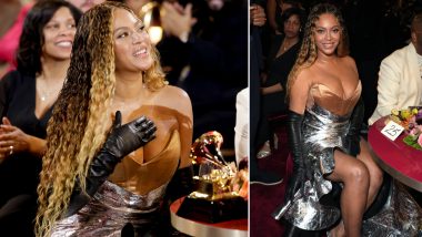 Grammys 2023: Beyoncé Serves Hotness in a Cleavage Showing Dress For the Prestigious Awards Night (View Pics)