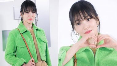 Song Hye Kyo's Textured Lime Jacket From A Store Opening Event Is A Major Fashion Goal - View Pics