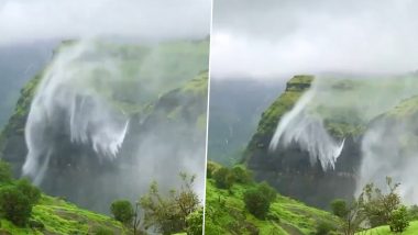 Defying Gravity? Strange Clip of Waterfall ‘Flowing Upwards’ Due to Strong Winds Goes Viral (Watch Video)
