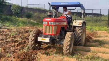 ‘Nagpur Pitch Curator’ Fans Tease Australian Cricket Team As MS Dhoni’s Video of Ploughing Farm With Tractor Goes Viral