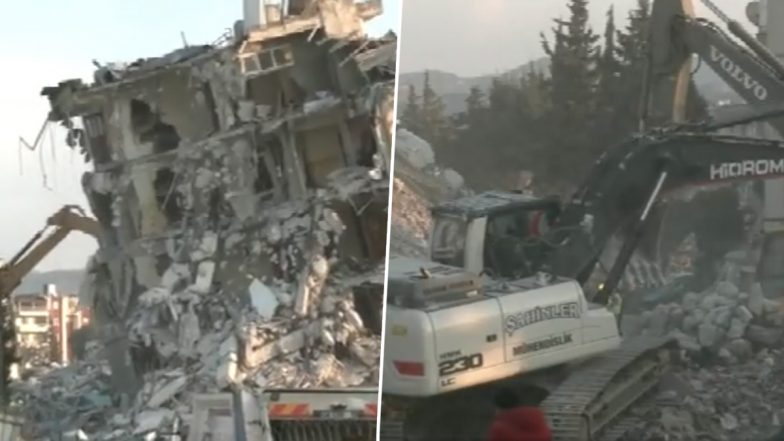 Earthquake in Turkey: Mountain of Debris, Rubble of Flattened Buildings Lie in Open in Antakya City as Death Toll Surpasses 28,000 (Watch Video)