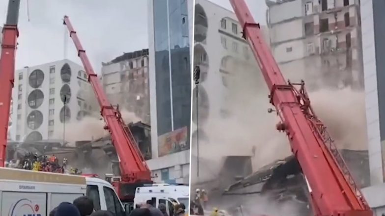 Earthquake in Turkey: Building Partially Collapses After Second Strong Quake (Watch Video)