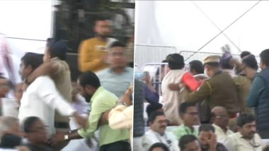 Maharashtra: Two Detained For Raising Separate Vidarbha State Demand in Front of CM Eknath Shinde During Literary Conference Program in Wardha (Watch Video)