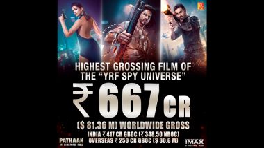 Pathaan Worldwide Box Office Collection Day 8: Shah Rukh Khan-Deepika Padukone Starrer Mints Rs 667 Crore, Becomes YRF Spy Universe’s Highest Grossing Film