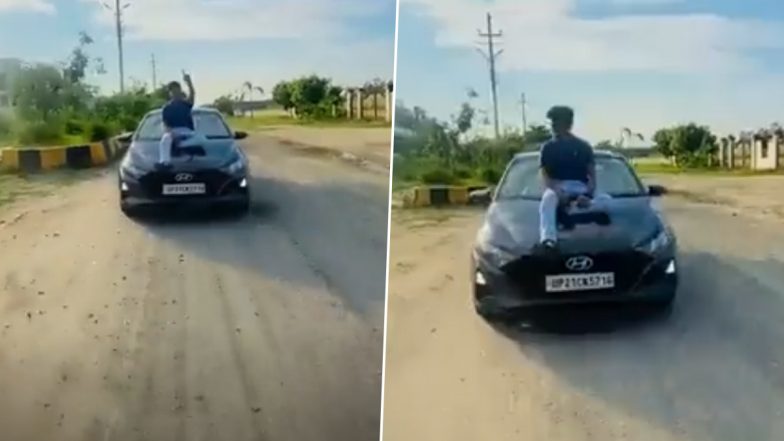 Viral Videos Show Men Performing Dangerous Stunts on Moving Car and Bike in Moradabad