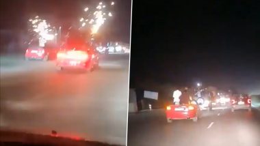 Uttar Pradesh: Youths Perform Stunt With Firecrackers in Moving Car in Meerut, Video Goes Viral