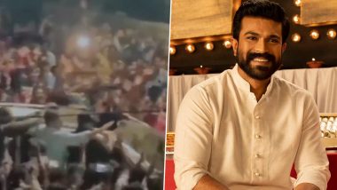 Ram Charan Waves From His Car After Being Mobbed by Fans at Simhachalam Temple (Watch Video)