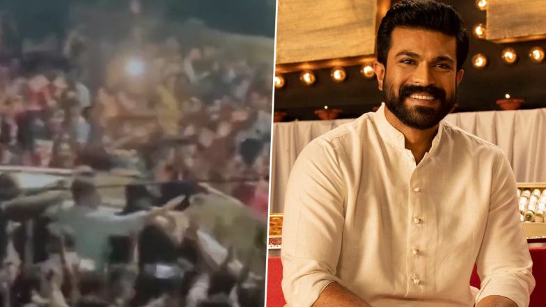 Ram Charan Waves From His Car After Being Mobbed by Fans at Simhachalam Temple (Watch Video)