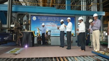 India News | Steel Cutting Ceremony of 2 Multi-Purpose Vessels for Germany-based Group Held at Cochin Shipyard