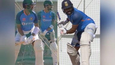 Sports News | BGT: Rohit Sharma, Virat Kohli, Ravindra Jadeja Sweat It out at Nets Ahead of First Test Against Australia