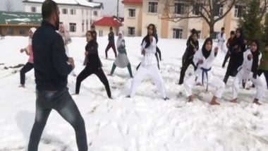 India News | Kashmir Girls Practice Martial Arts Barefooted Amid Heavy Snowfall