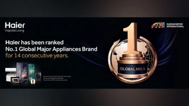 Business News | Haier Awarded as the No.1 Global Major Appliances Brand for the 14th Consecutive Year