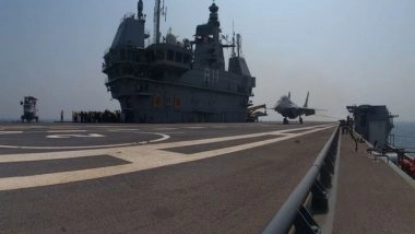 World News | Historical! MiG-29K Jets Makes Maiden Landing on INS Vikrant