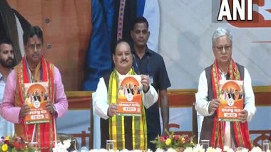 India News | Tripura Assembly Elections: BJP President JP Nadda Along with CM Manik Saha Releases BJP's Manifesto