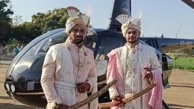 India News | MP: Cousins Take out Wedding Procession in Helicopter to Fulfil Late Grandfather's Wish in Bhopal
