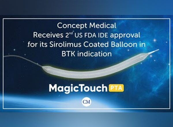 Business News | Concept Medical Granted Investigational Device Exemption (IDE) Approval for Their Magic Touch Sirolimus Coated Balloon for the Treatment of Below the Knee (BTK) Arterial Disease