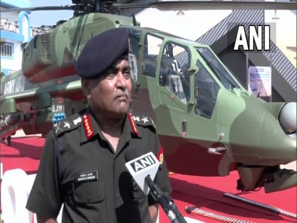 General Manoj Pande Flies in Light Combat Helicopter in Bengaluru