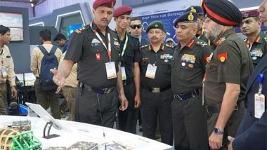 India News | Army Chief General Manoj Pande Reviews Innovative Projects Undertaken by Personnel at Aero India