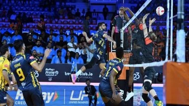 Sports News | PVL: Hyderabad Black Hawks Pick Gritty Win over Kochi Blue Spikers to Begin Home Leg