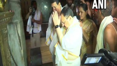 Karnataka: BJP President JP Nadda Offers Prayers at Sri Krishna Matha Temple in Udupi