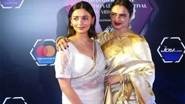 Entertainment News | Alia Bhatt, Rekha Share Special Bonding Moments at Dadasaheb Phalke International Film Festival Awards Red Carpet